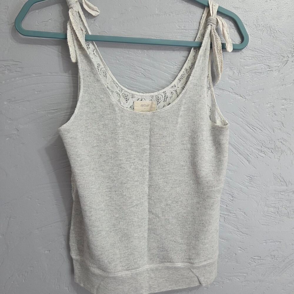 Aerie Woman's Grey Tank Top with White Lace On the Back size S